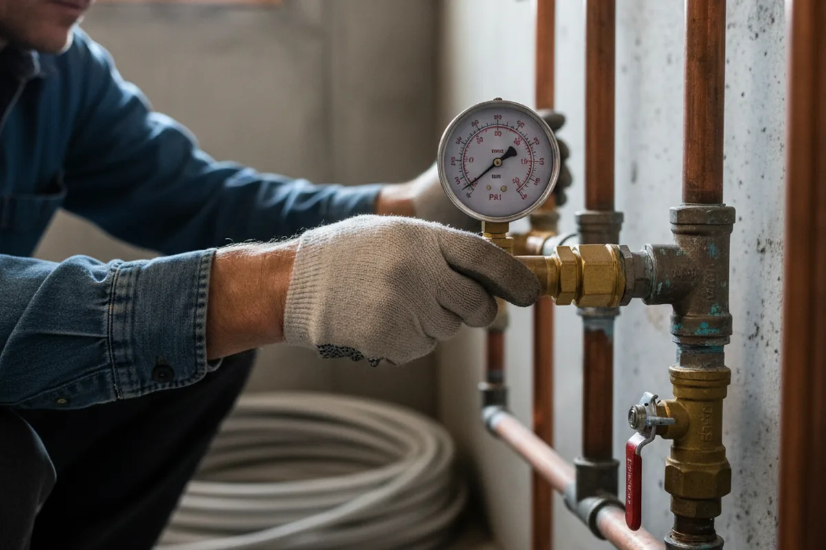 Pressure testing a repaired line during Water Line Repair in South Windham